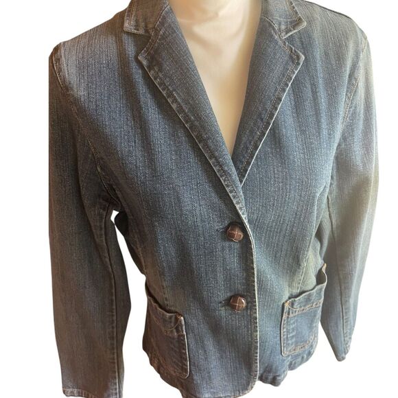 Vintage GAP Y2K Jean Jacket Size 14 Stretch Denim Classic Preppy Coastal Grandma - Picture 3 of 15